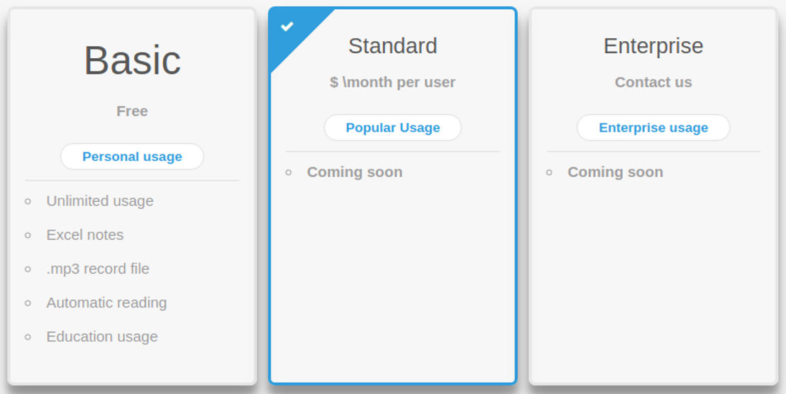 NoteRecorder pricing 1