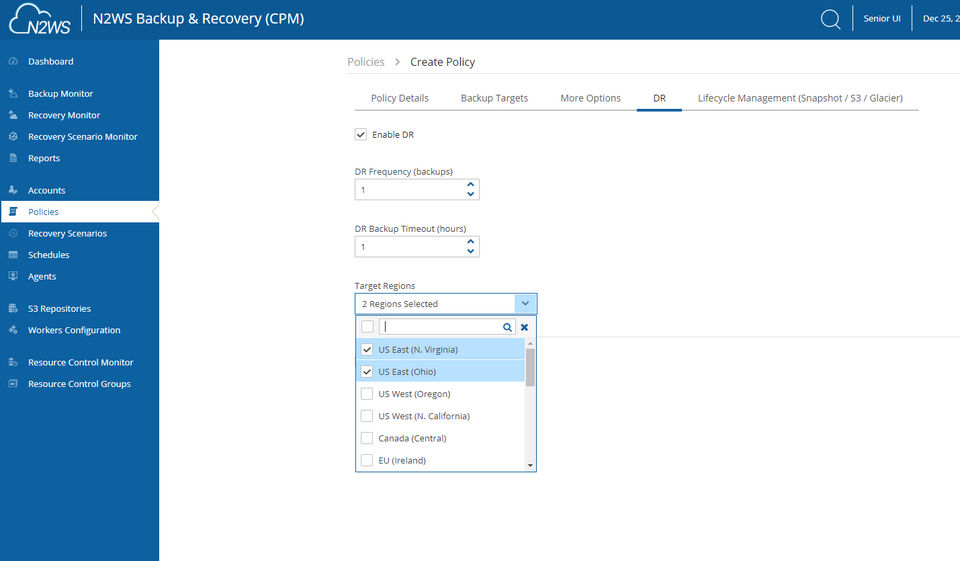 N2WS Backup screenshot