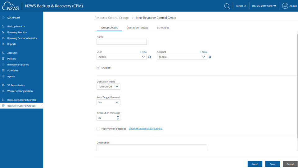 N2WS Backup screenshot