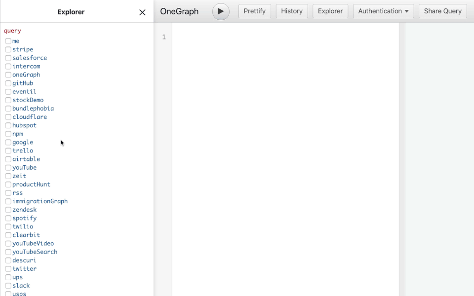 OneGraph screenshot