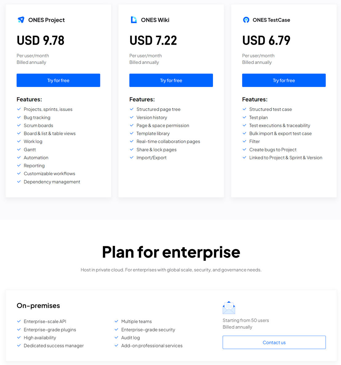 ONES pricing 1