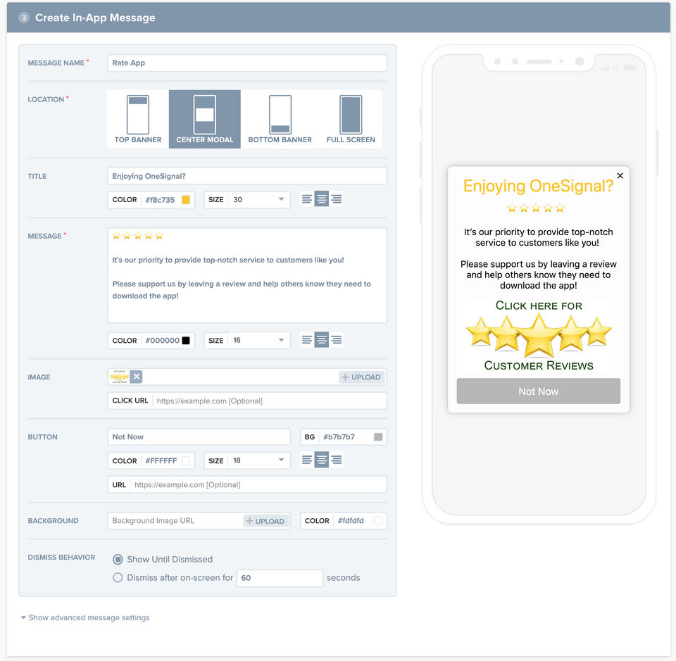 OneSignal screenshot 2