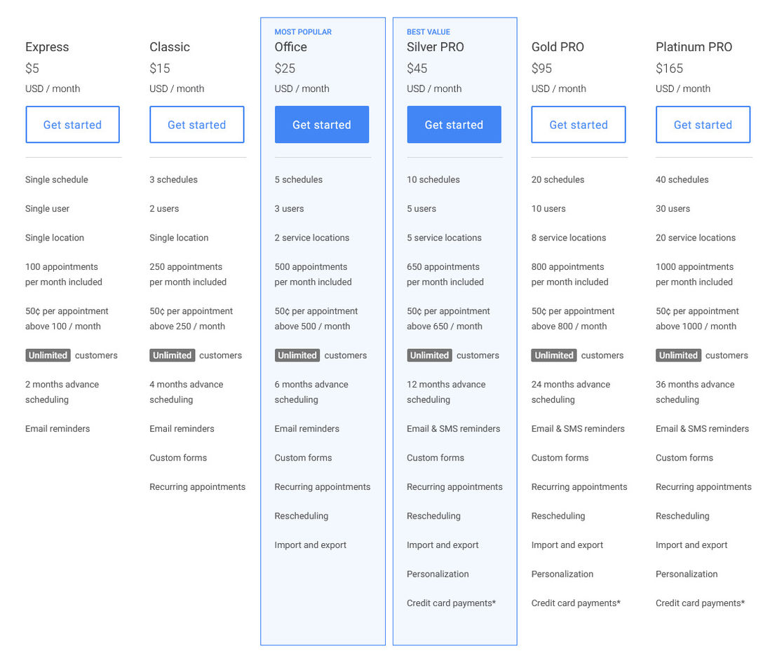 Online Appointment Scheduler pricing 1