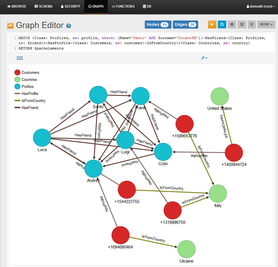 OrientDB screenshot 2