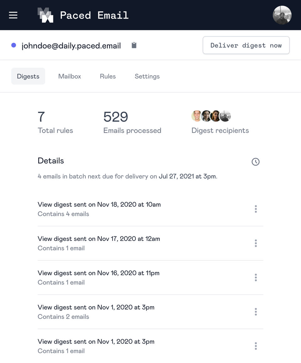 Paced Email screenshot 2