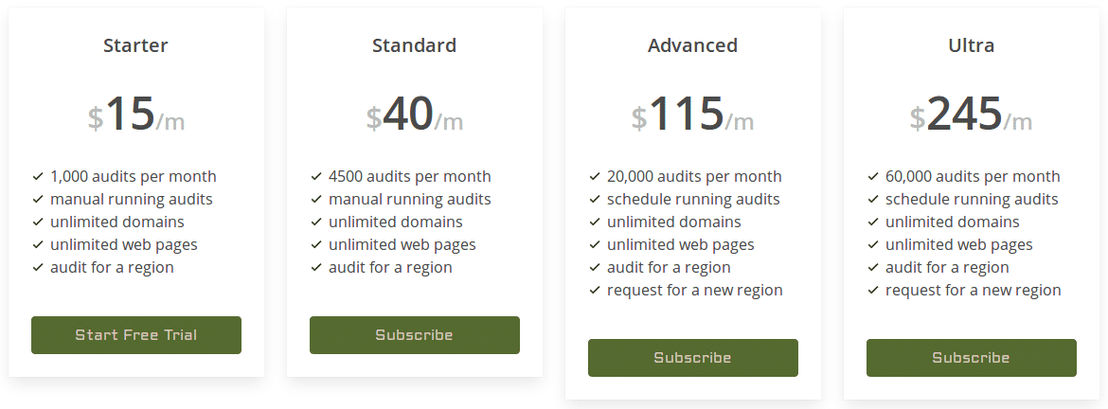 PageSpeed Green pricing 1