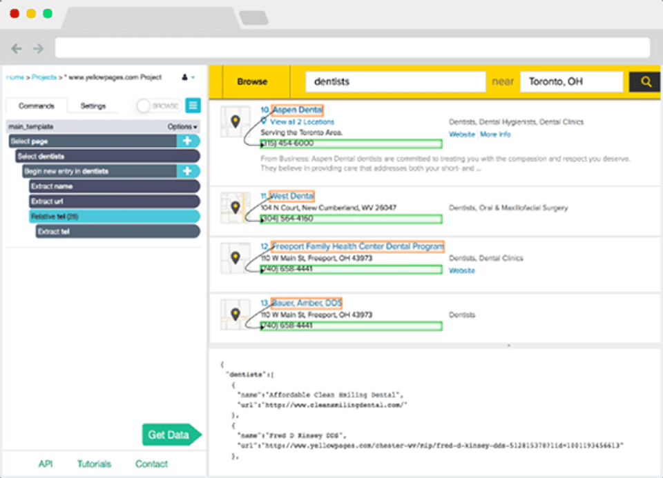 ParseHub screenshot 2
