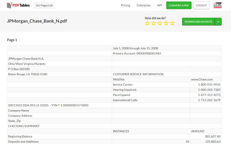PDFTables screenshot 2