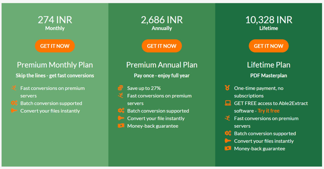 PDFtoExcel.com pricing 1