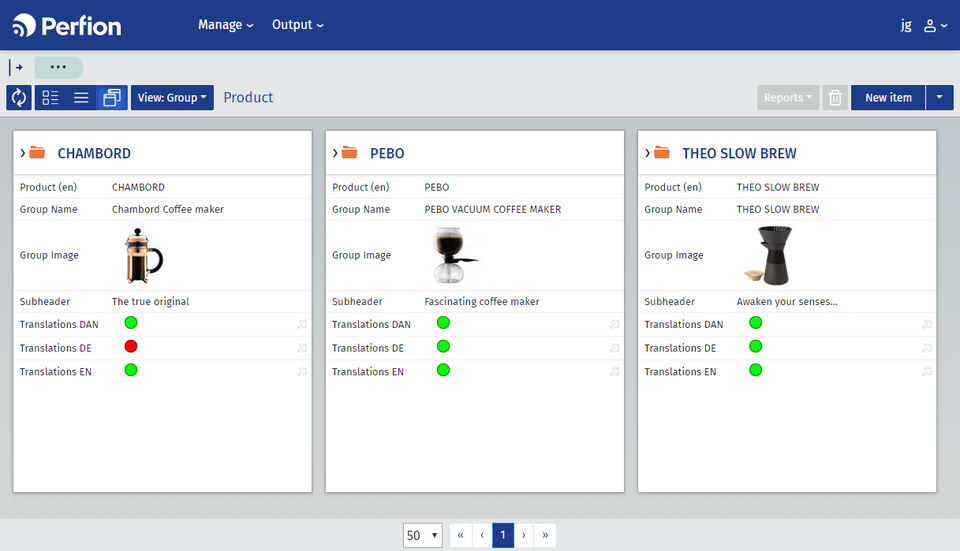 Perfion PIM screenshot 1