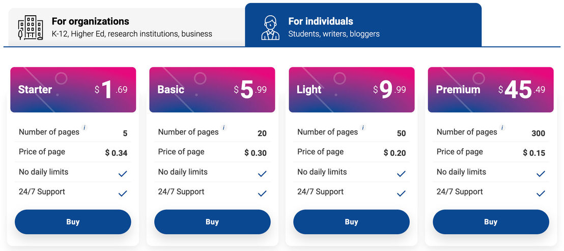 PlagiarismCheck.org pricing 1