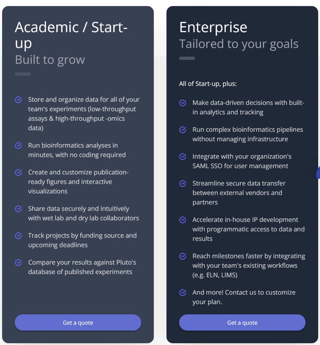 Pluto Biosciences pricing 1