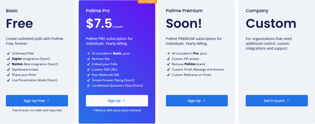 Pollme pricing 1