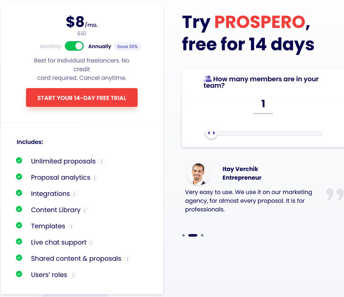 Prospero pricing 2