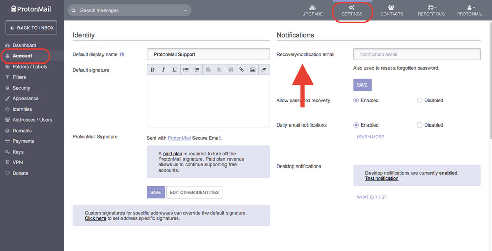 Protonmail screenshot 1