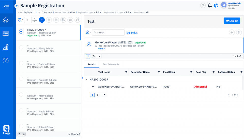 QuaLIS LIMS screenshot 1