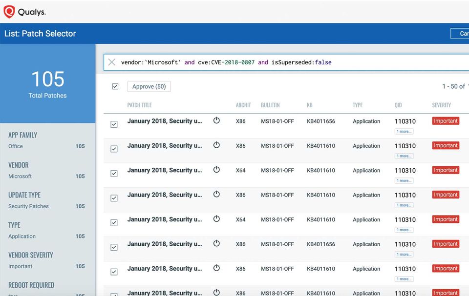 Qualys Patch Management screenshot
