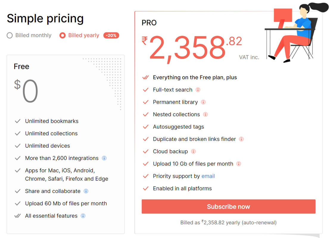 Raindrop.io pricing 1