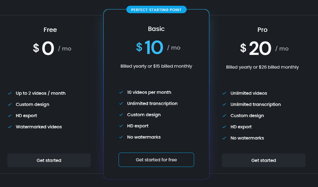 Reel pricing 1