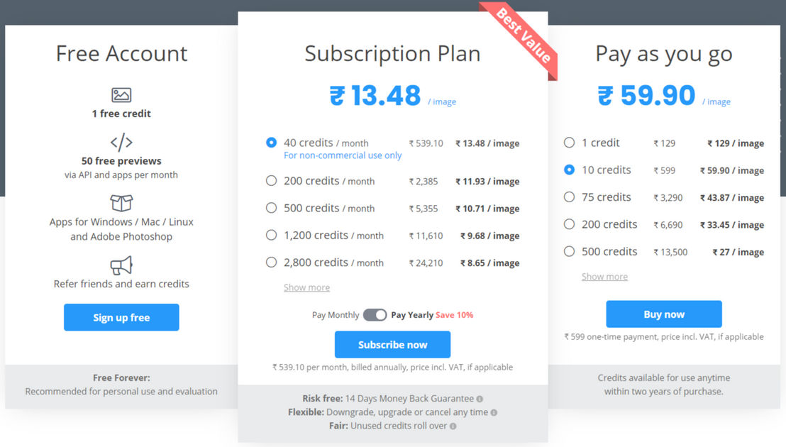 Remove.bg pricing 1