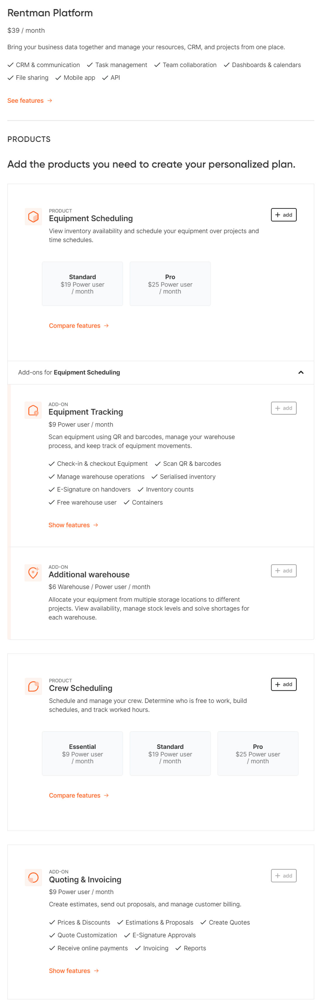 Rentman pricing 1