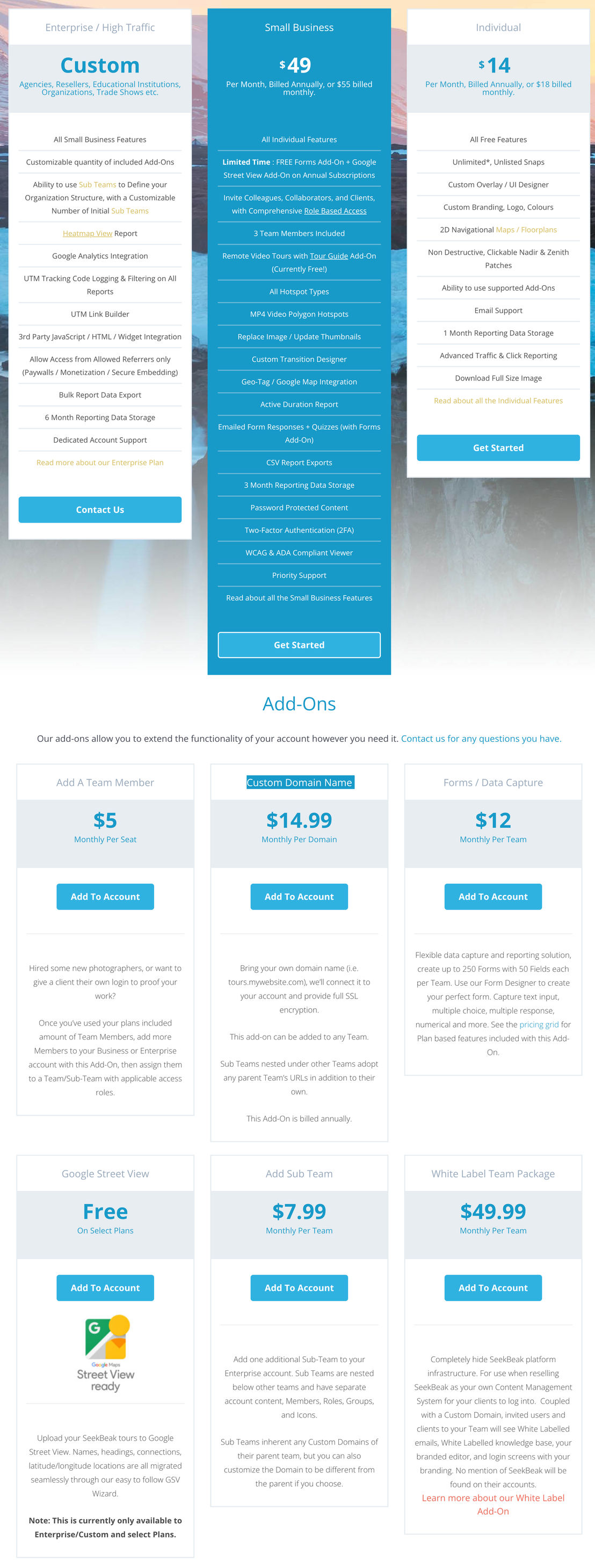 SeekBeak pricing 1