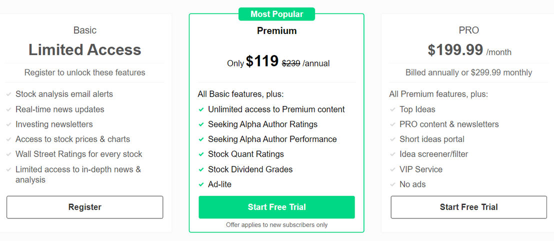 Seeking Alpha pricing 1