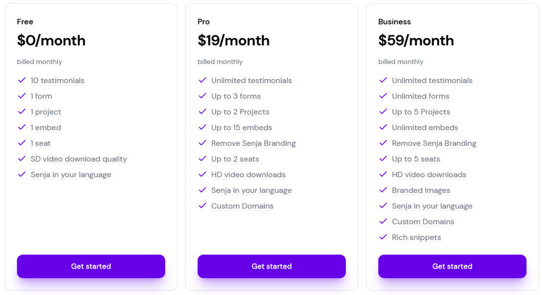 Senja pricing 2