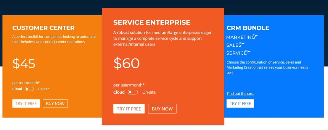 Service Creatio pricing 1