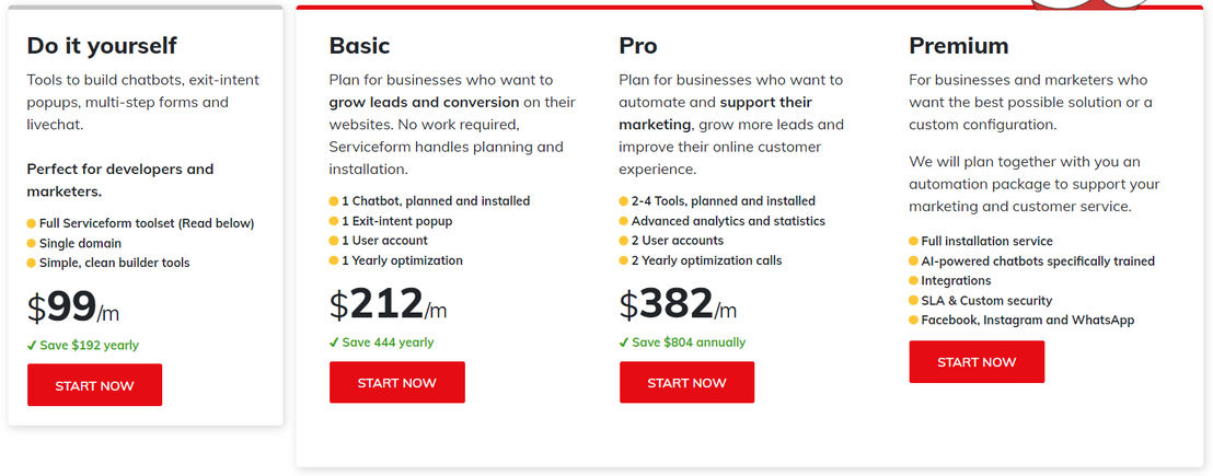Serviceform pricing 1