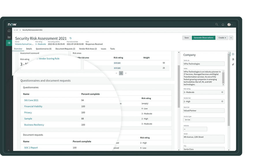 ServiceNow Vendor Risk Management screenshot 2