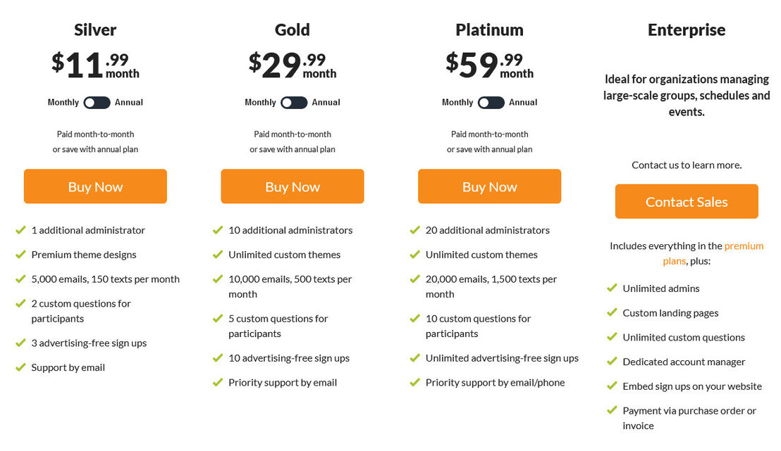 SignUpGenius pricing