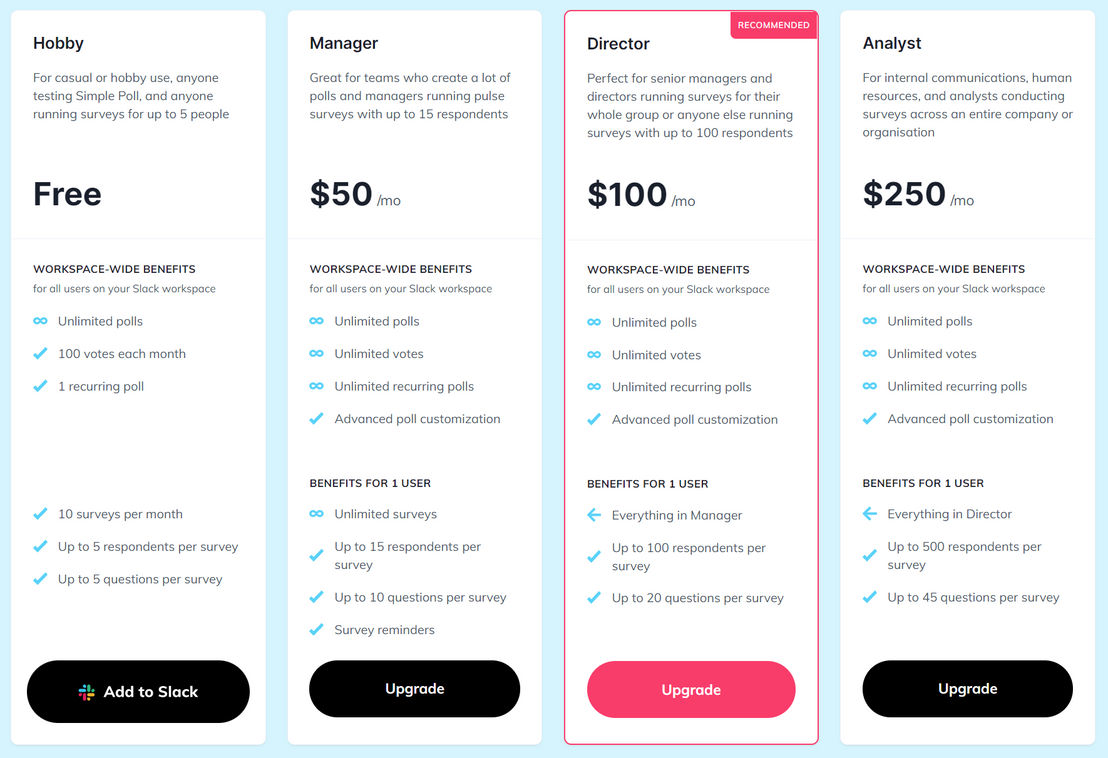 Simple Poll pricing 2