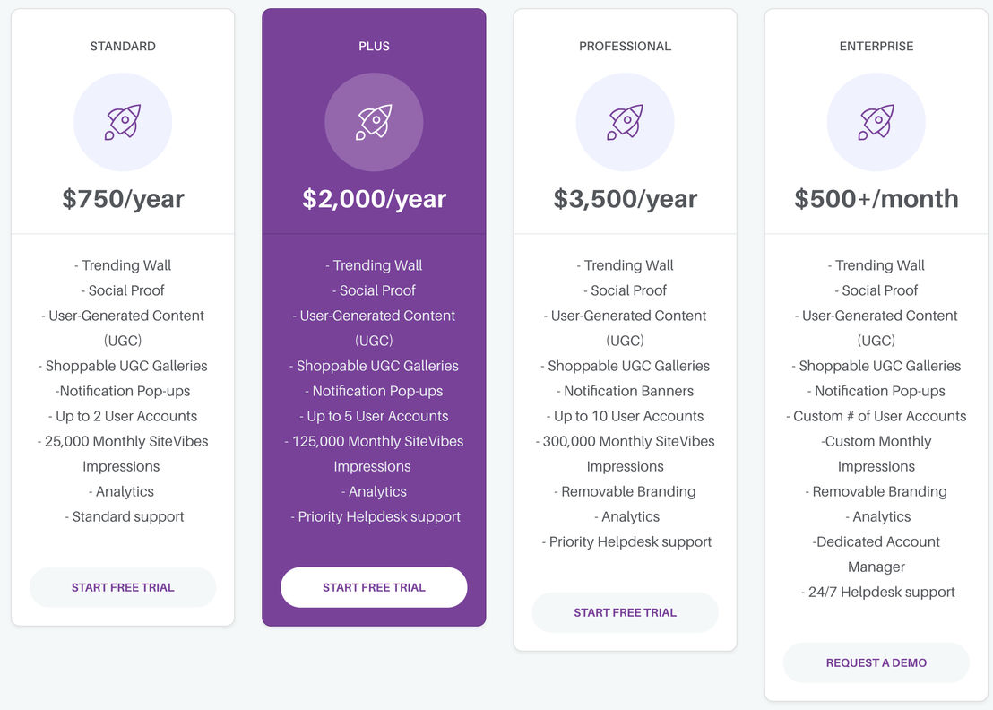 SiteVibes pricing 1