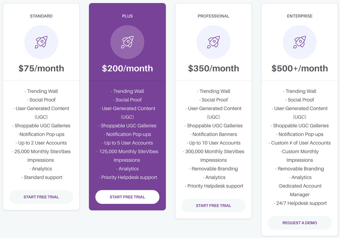 SiteVibes pricing 2