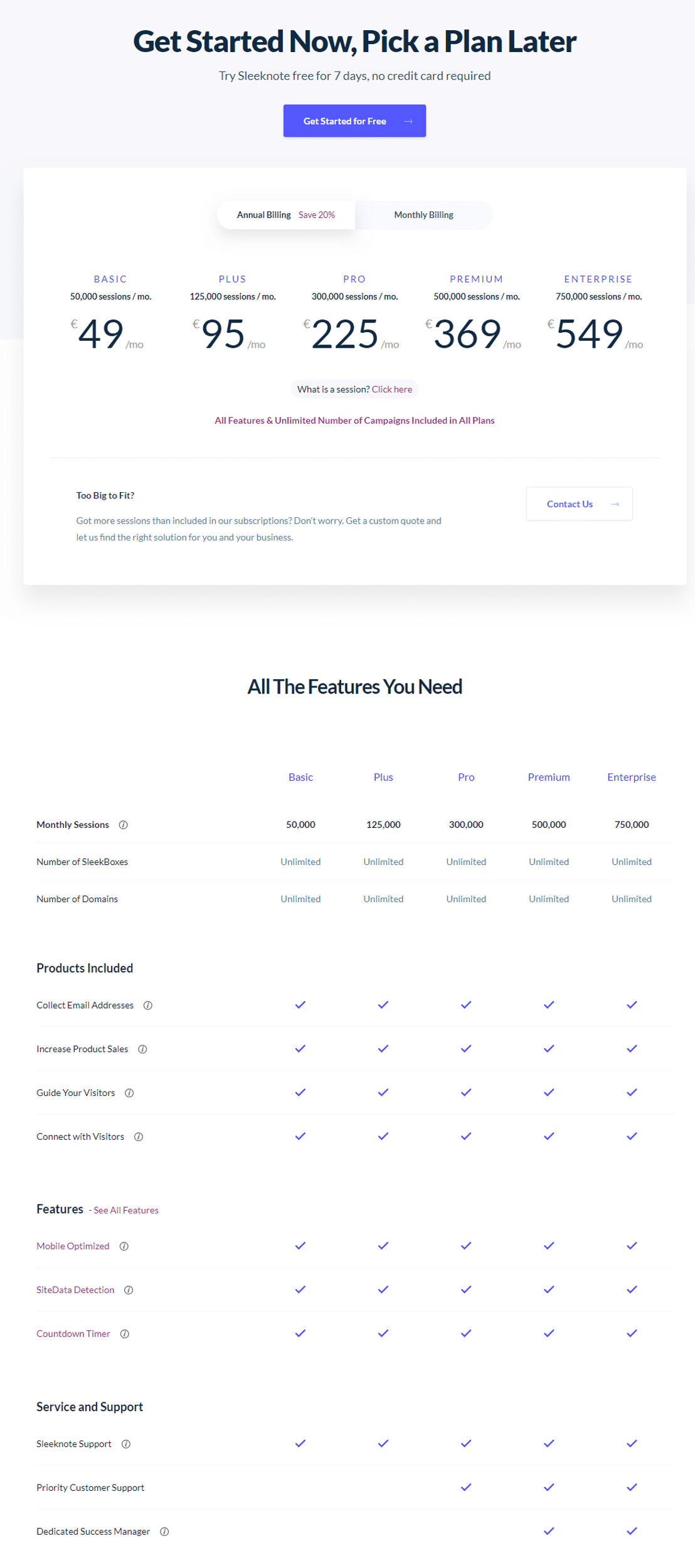 Sleeknote pricing 1