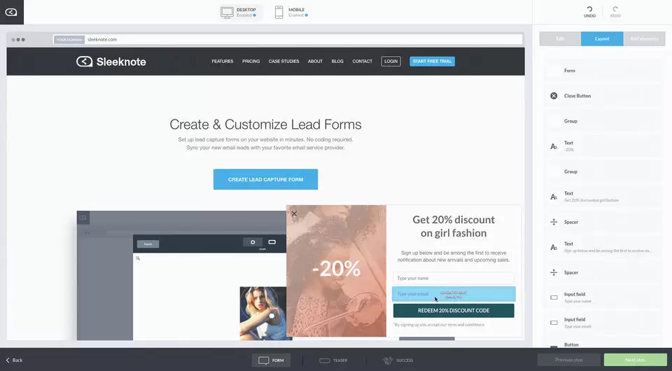 Sleeknote screenshot 2