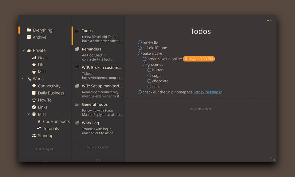 Snip screenshot 1