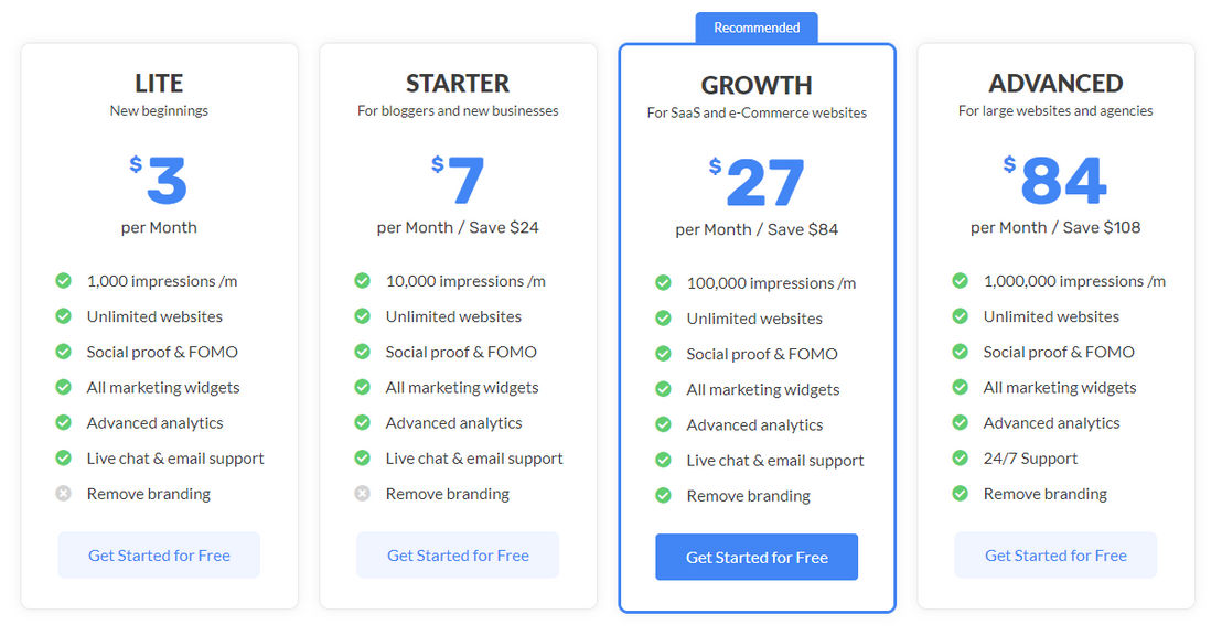 Social Proofy pricing 1