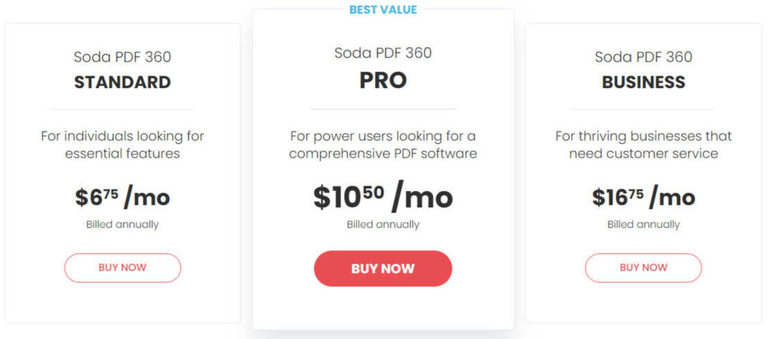 Soda PDF pricing 1