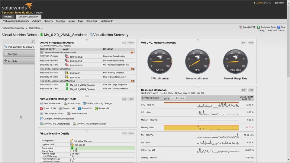 SolarWinds Virtualization Manager screenshot 2
