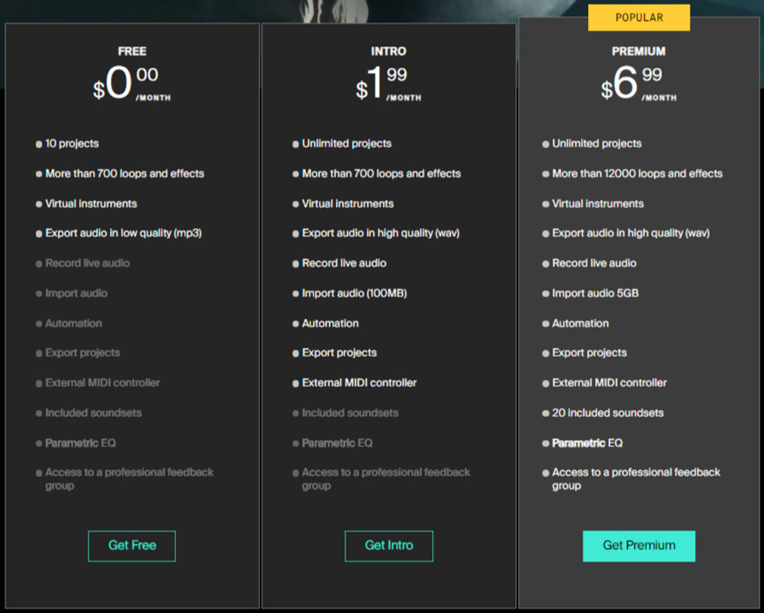Soundation pricing 1