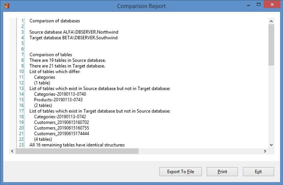 SQL Server Comparison Tool screenshot 2