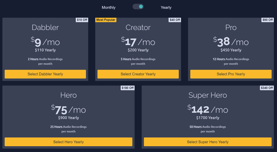 SquadCast pricing 2