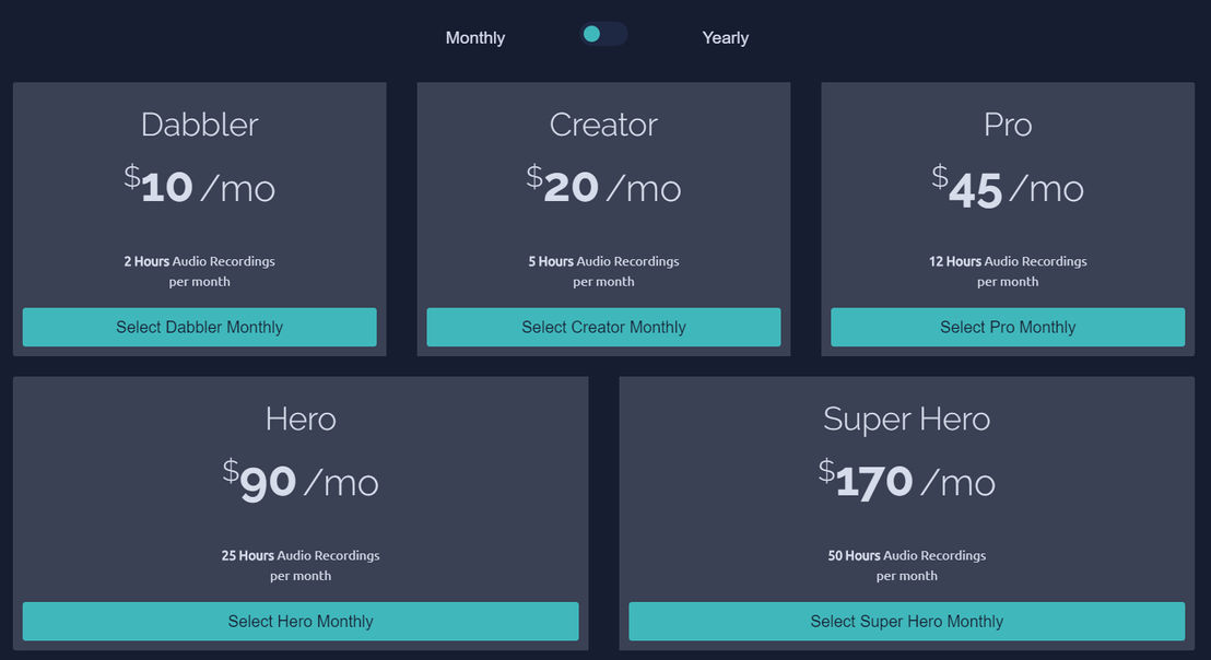 SquadCast pricing 1