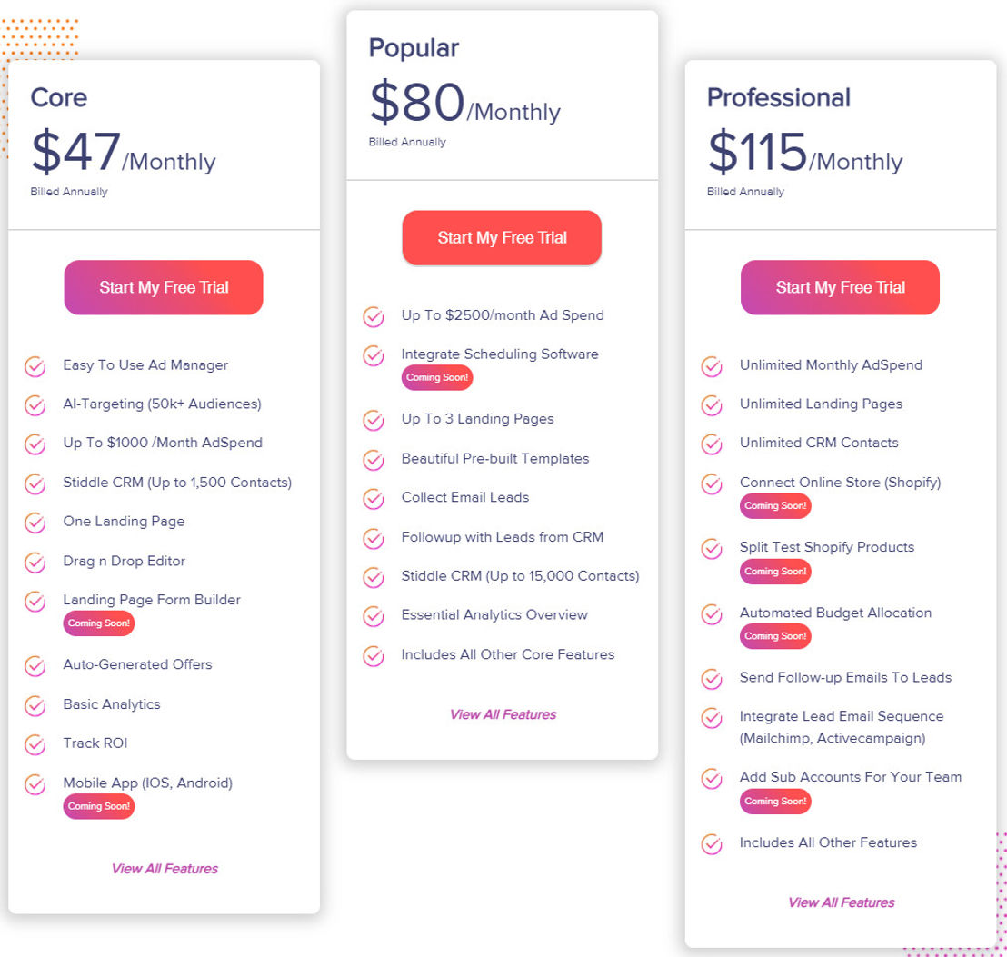 Stiddle pricing 2