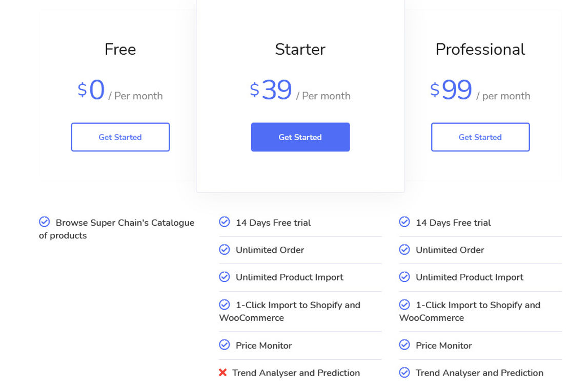 Super Chain pricing 1