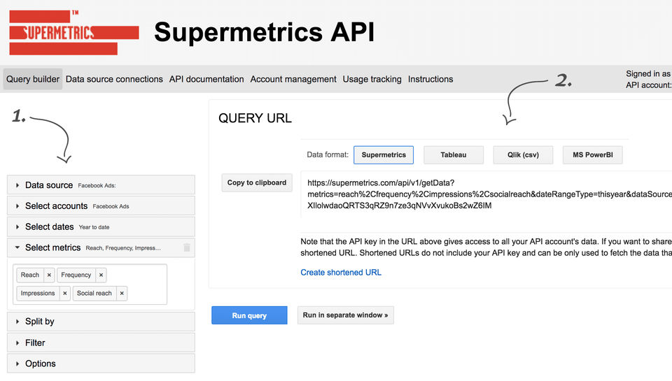 Supermetrics screenshot