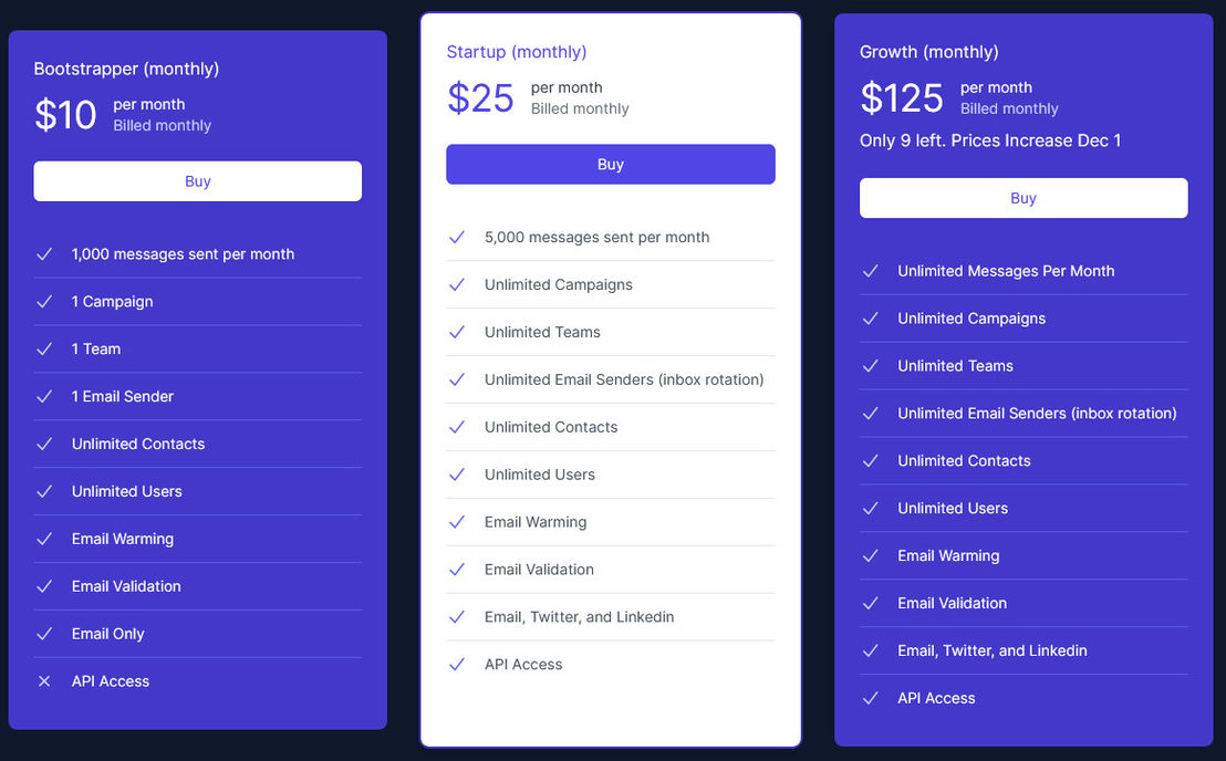 Super Send pricing 1