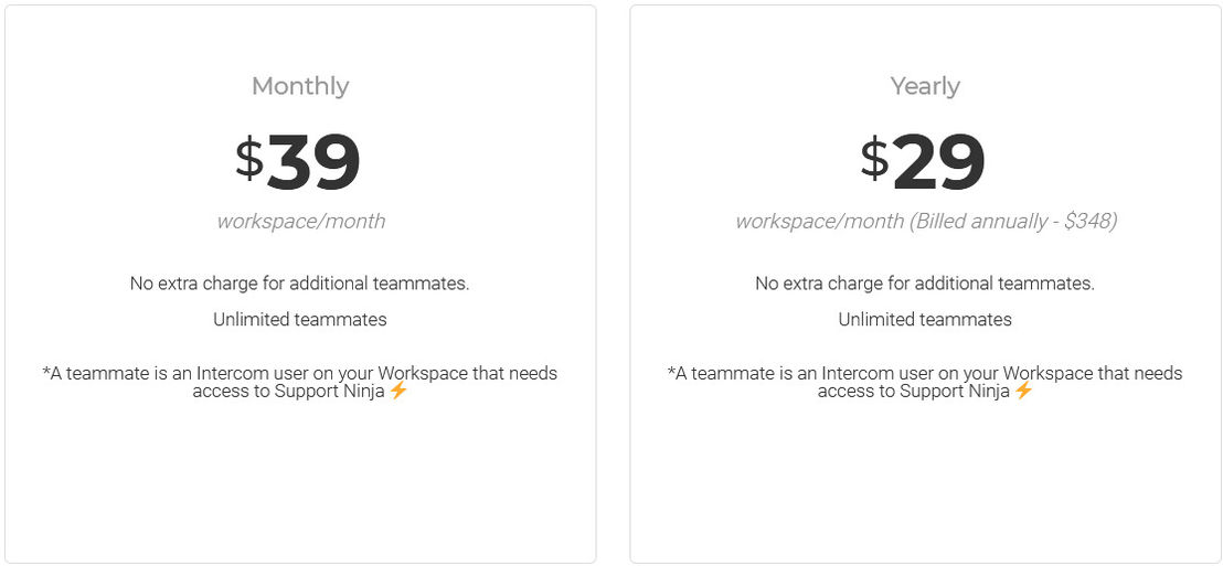Support Ninja pricing 1
